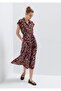 Printed Burgundy Buttoned Dress 1310673-91611 - 3