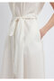 Lace-Up Ecru Midi Dress 1310871-70057 - 7