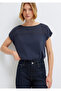 Textured Navy Blue T-Shirt Regular Fit / Normal Cut 1613969-89101