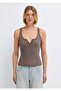 Buttoned Brown Tank Top Fitted / Body-Fitting Cut 1613813-88533 - 3