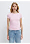 Pink Basic Crop T-Shirt Fitted / Bodycon Cut 1613942-89200 - 4
