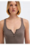 Buttoned Brown Tank Top Fitted / Body-Fitting Cut 1613813-88533 - 6