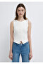 Button Detailed Ecru T-Shirt Fitted / Bodycon Cut 1613941-70057 - 5