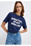 Slogan Printed Navy Blue T-Shirt Regular Fit / Normal Cut 1613733-70492