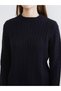 Alita City Lcw Modest Navy Blue Oval Neck Self-Patterned Women's Knitwear Sweater - 3