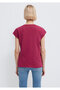 V-Neck Pink Basic T-Shirt Loose Fit / Comfortable Cut 1600961-70919 - 5