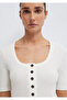 Half Button White T-Shirt Fitted / Bodycon Cut 1613751-80194 - 6