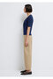 Half Button Navy Blue T-Shirt Fitted / Bodycon Cut 1613751-70497 - 4