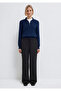Drawstring Waist Striped Anthracite Trousers 1011153-91492 - 4