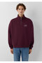 M0S10208 Logo Printed Semi-Zipper Men's Sweatshirt Bordo - 3