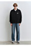 M0S10208 Logo Printed Semi-Zipper Men's Sweatshirt Black - 3