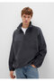 Mock Neck Anthracite Polar Sweatshirt Loose Fit / Comfortable Fit 0110738-80776 - 3