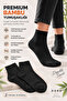 Original Men's 2 Pairs Premium Bamboo Soft Textured Ultra Flexible Throat Structure Breathable Reinforced Heel Durable Toe 4-Season Suitable for Daily Use Half-Toe Socks |   Size 40-45 - 2 Pairs Black