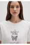 Butterfly Printed Ecru T-Shirt Regular Fit / Regular Cut 1613462-70057 - 6