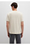 Logo Embroidered Beige Basic T-Shirt Loose Fit / Loose Casual Cut 067074-70072 - 5
