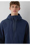 M0110641 Water Repellent Hooded Men's Coat Dark Blue - 7