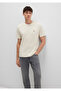 Logo Embroidered Beige Basic T-Shirt Loose Fit / Loose Casual Cut 067074-70072 - 2