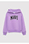 Logo Printed Hooded Purple Sweatshirt 7610035-70586 - 3