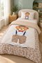 Teddy Bear Patterned Single Plush Quilt-Sleeping Set 160X220 cm - 7