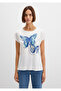 Butterfly Print White T-Shirt Regular Fit / Regular Fit 1612620 -70057 - 3