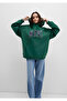 Logo Printed Hooded Green Sweatshirt 1600361-71892 - 3