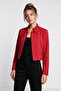 Padded Asymmetrical Crop Woven Jacket Laz0017 Red - 3