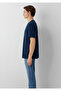 Logo Printed Navy Blue T-Shirt Regular Fit / Normal Cut 0610635-70490 - 4