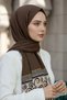 Crepe Edge Motif Flower Patterned Mink Color 75X195 Non-Fade Shawl - 6