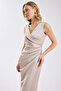 Double V-Neck Satin Double-Breasted Maxi Dress - 4