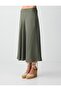 Ada Tea Green Relaxed Fit Pocket Detailed Regular Waist Midi Skirt - 5