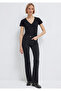 Black V-Neck Stretch T-Shirt - Fitted Cut162769-900 - 3
