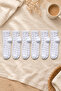 Women's Soft Textured Patterned White Bamboo Towel Booties Socks – 6-Piece Premium - 4