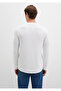Long Sleeve Textured White Basic T-Shirt Slim Fit / Slim Fit 0610106 -70054 - 5