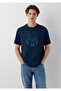Logo Printed Navy Blue T-Shirt Regular Fit / Normal Cut 0610635-70490