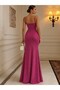Fukuro Fabric Slit Detail Premium Evening Dress Fuchsia 582419 - 4