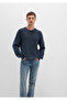 Navy Blue Slim Fit Crew Neck Sweater - 070767 -34319 - 2