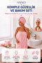 Pink 3-Piece Spa Care Set - Microfiber Terry (Towel Textured) Spa Towel, Hair Cap and Hair Band