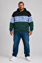 Large Size Hooded 3Ip Sweat Transforming 25713 Navy Blue