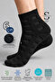 Women's Soft Textured Patterned Black Bamboo Towel Booties Socks – 6-Piece Premium