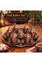 6-Piece Turkish Coffee Set with Ottoman Motifs Copper Color