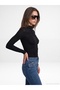 32333 Cashmere Blend Ruched Modal Blouse-Black - 2