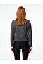 60935 Crew Neck Sequined Glitter Buttoned Knitwear Cardigan-Smoked - 2
