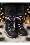 Girl's Black Lilac Fur Boots - 4