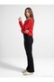 71910 High Waist Knitted Trousers-Black - 2