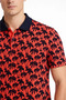 Men's Pique Fabric Polo Collar Palm Patterned T-Shirt Short Sleeve Summer T-Shirt - Red - 2