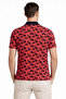Men's Pique Fabric Polo Collar Palm Patterned T-Shirt Short Sleeve Summer T-Shirt - Red - 3