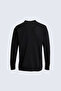Anti-Pilling Wool Regular Fit Polo Collar Black Sweater - 4