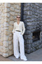 Cream V-Neck Gold Buttoned Knitwear Cardigan