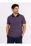 Men's Pique Fabric Dusty Rose Striped Polo Collar T-Shirt Short Sleeve T-Shirt - Black