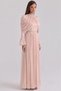 Volan and Stone Detailed Pleated Yoryo Silk Hijab Evening Dress Pudra 1260 - 3